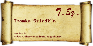 Thomka Szirén névjegykártya